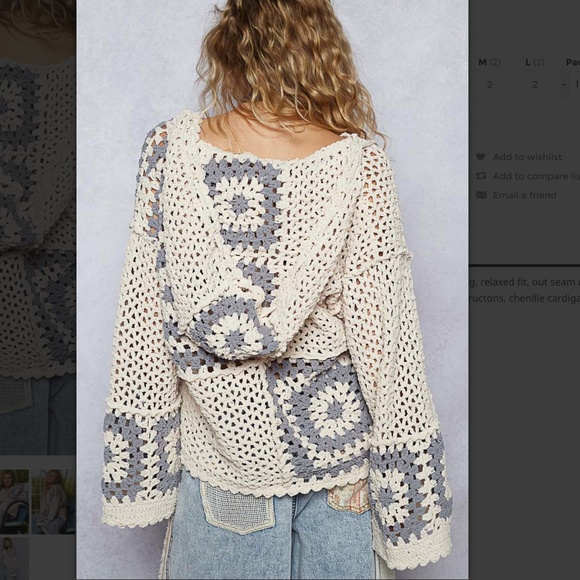 POL “ Jahnna 2” POL Hand Open Knit Hoodie Sweater 75 - Picture 6 of 7